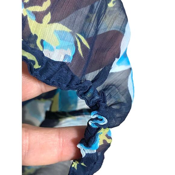 Abercrombie Floral Sheer Blouse S Ruffles Y2K Peasant Boho Chic Coquette Whimsy - Picture 6 of 8